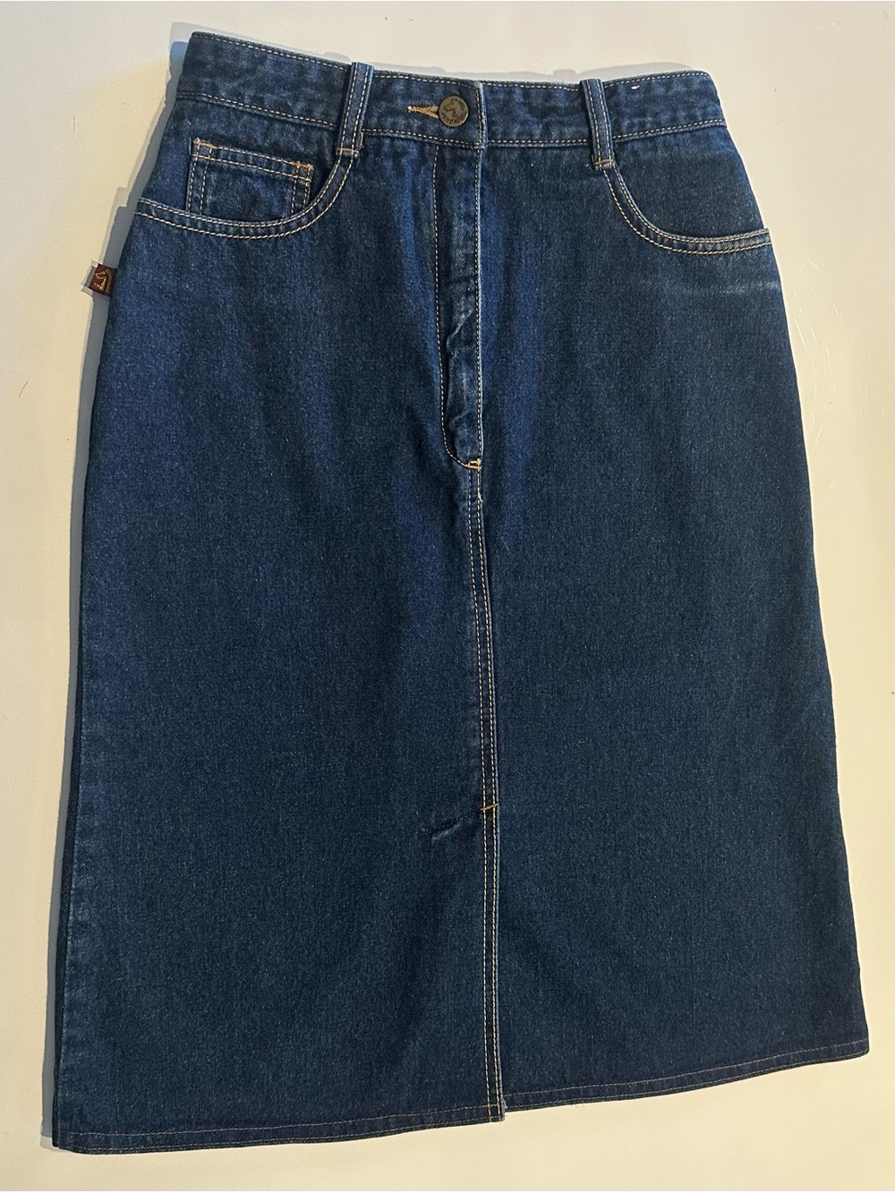 Jordache Denim Skirt Womens Sz 7 High Waist 100% Cotton Blue Jean 90s Vtg Chic